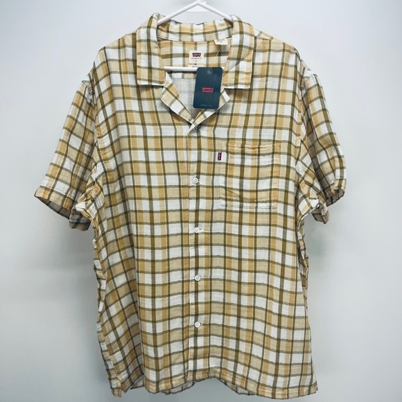 Levi’s Men’s Shirt Casual Plaid Long Sleeve Multicolor Brown Size L New - Picture 2 of 10